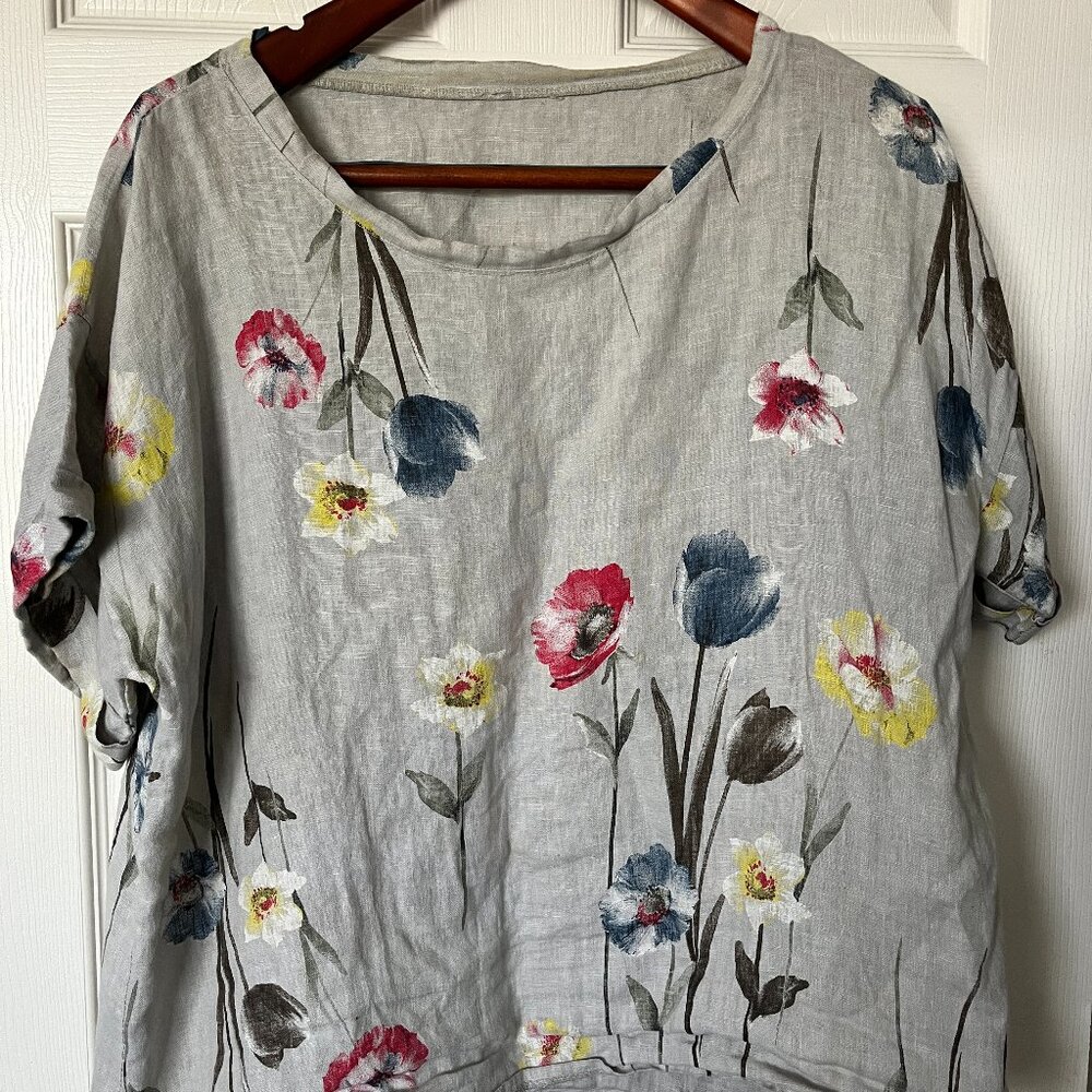 Piazza Del Tempio floral linen box top - L